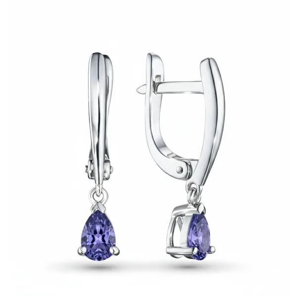Серьги из серебра с танзанитами