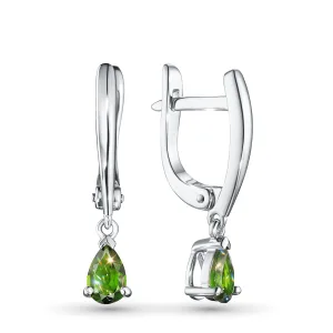 Серьги из серебра с хромдиопсидами
