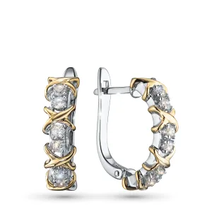 Серьги из комбинированного золота с бриллиантами