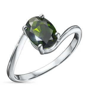 Кольцо из серебра с хромдиопсидом
