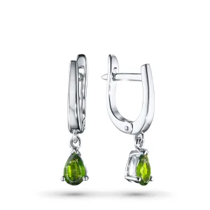 Серьги из серебра с хромдиопсидами