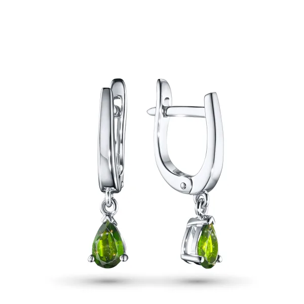 Серьги из серебра с хромдиопсидами