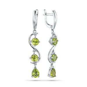 Серьги из серебра с хризолитами