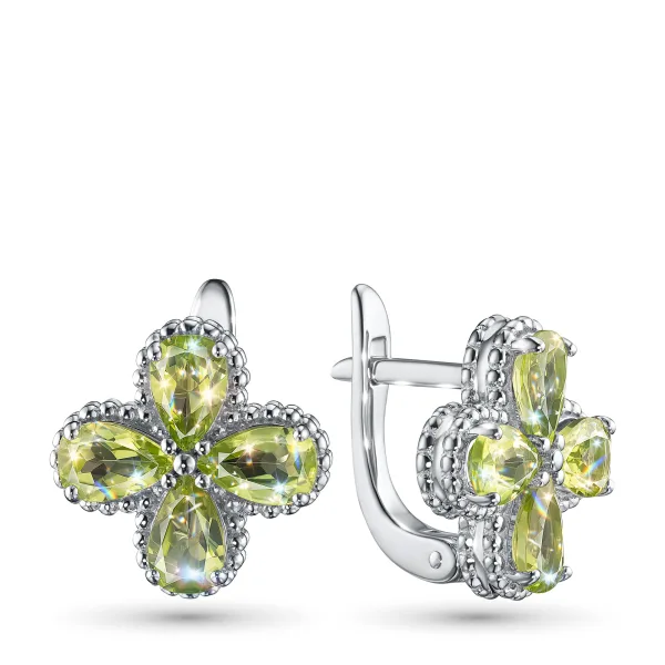 Серьги из серебра с хризолитами